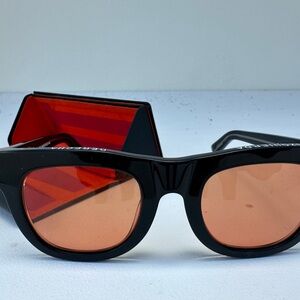 Caddis D28 1.5 Black Readers Eyeglasses & Customized  Amber Orange tint lenses